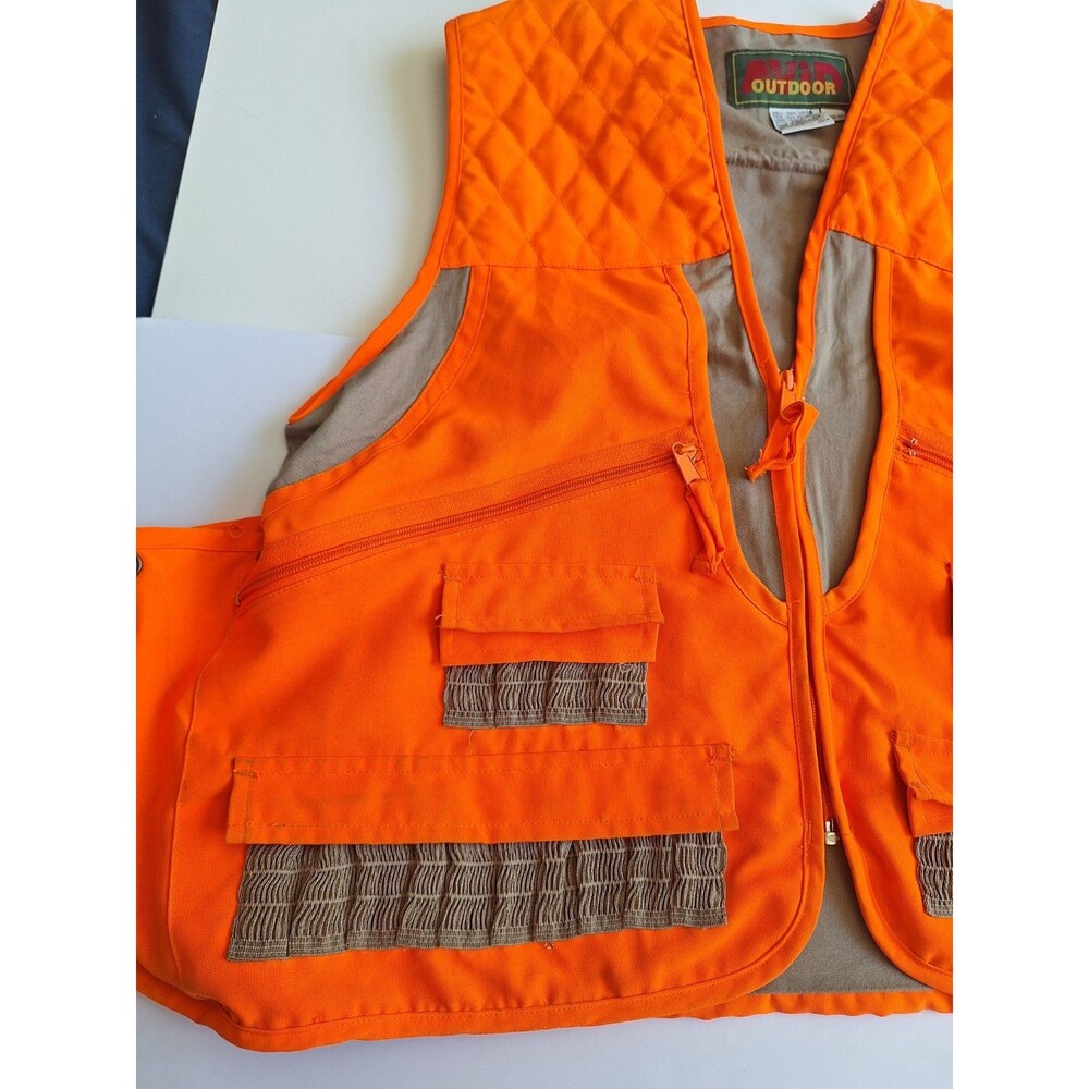 Avid Outdoor Hunting Vest Medium Neon Orange Deer Sportsman Gear Vintage - Picture 8 of 12